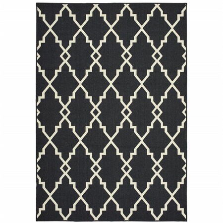 Palacedesigns 3 x 5 ft. Black & Ivory Trellis Indoor & Outdoor Area Rug - 3' x 5' - Black Ivory PA3656574